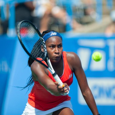 Coco Gauff (ABD) Temmuz 'da Citi açık tenis turnuvası Eleme Turu 27, 2019 Washington DC içinde