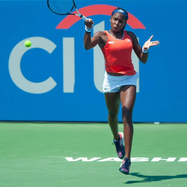 Coco Gauff Usa Nelle Qualificazioni Del Torneo Tennis Citi Open — Foto Stock