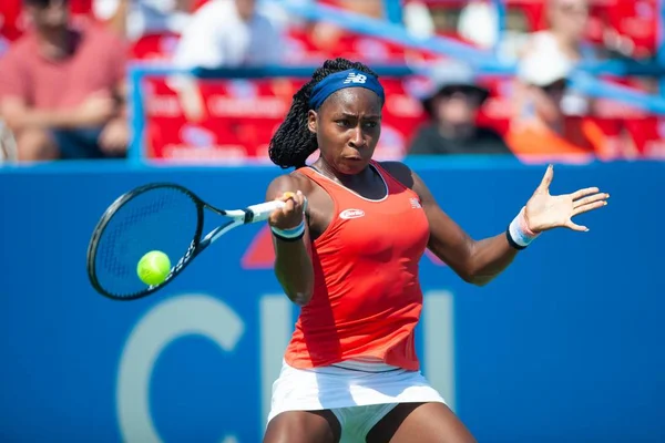 Coco Gauff (ABD) Temmuz 'da Citi açık tenis turnuvası Eleme Turu 27, 2019 Washington DC içinde