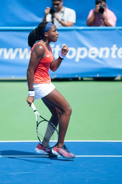 Coco Gauff 2019年7月27日在华盛顿举行的花旗网球公开赛资格赛 — 图库照片