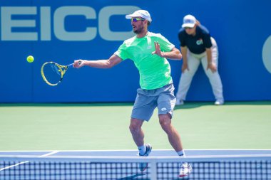 Victor Troicki (SRB) Tayland-son Kwiatkowski (ABD, resimli değil) 28 Temmuz 'da Citi açık tenis turnuvası eleme turu, 2019 Washington DC düşüyor