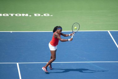 Coco Gauff (ABD) Temmuz 'da Citi açık tenis turnuvası eleme turu 28, 2019 Washington DC içinde