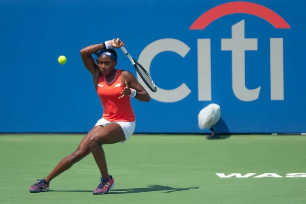 Coco Gauff (ABD) Temmuz 'da Citi açık tenis turnuvası eleme turu 28, 2019 Washington DC içinde
