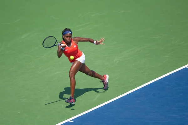 Coco Gauff Usa Kvalifikační Výstřelě Tenisovém Turnaji Citi Open Července — Stock fotografie