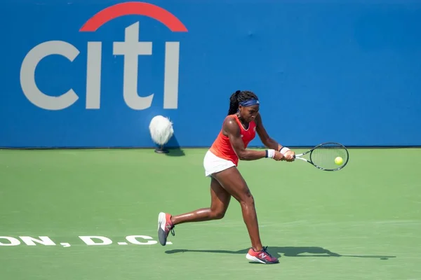 Coco Gauff 2019年7月28日在华盛顿举行的花旗网球公开赛资格赛 — 图库照片