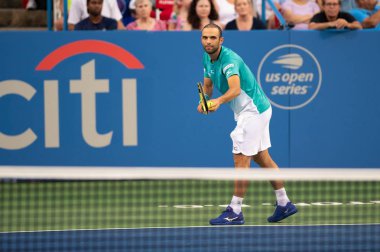 Juan Sebastian Cabal (col) sırasında Washington 'da Citi açık tenis turnuvasında adam Kolombiyalı Robert Farah ile maç iki katına, DC 29 Temmuz 2019.