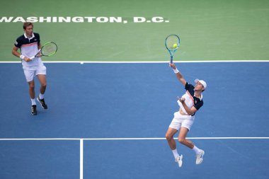 Edouard Roger-Vasselin (Fra) 31 Temmuz 2019 tarihinde Washington Dc'de düzenlenen Citi Open tenis turnuvasında çiftler de oynarken