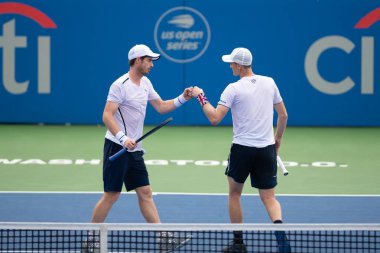 Andy Murray ve Jamie Murray (Gbr) 31 Temmuz 2019'da Washington Dc'de düzenlenen Citi Open tenis turnuvasında Nicolas Mahut ve Edouard Roger-Vasselin'i (Fra) yendi.