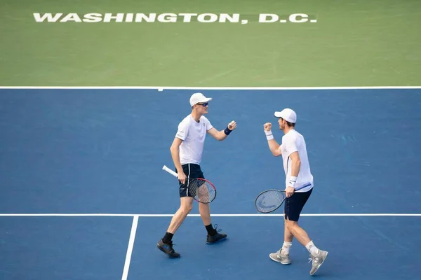 Andy Murray Jamie Murray Gbr Defeat Nicolas Mahut Edouard Roger — Stock Photo, Image