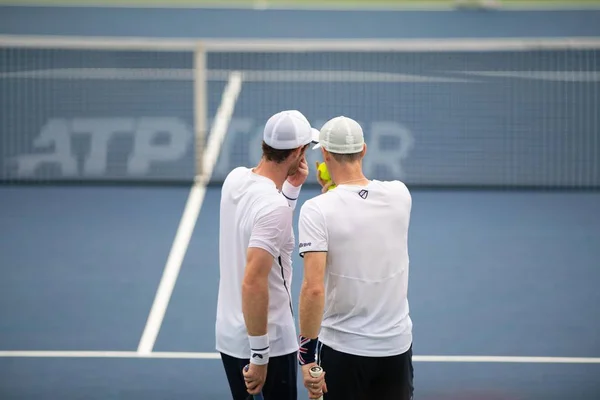 アンディ マレーとジェイミー マレー Gbr 2019年7月31日にワシントンDcで開催されるシティ オープン テニス トーナメントでニコラス マウトとエドゥアール ロジャー — ストック写真