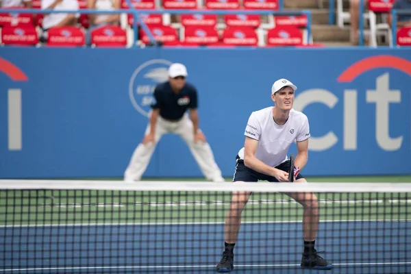 2019年7月31日にワシントンDcで開催されるシティ オープン テニス トーナメントで ダブルス中のジェイミー マレー Gbr は兄のアンディと対戦する — ストック写真