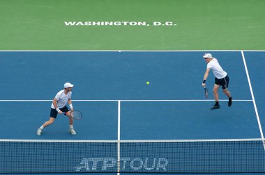 Andy Murray ve Jamie Murray (Gbr) 31 Temmuz 2019'da Washington Dc'de düzenlenen Citi Open tenis turnuvasında Nicolas Mahut ve Edouard Roger-Vasselin'i (Fra) yendi.