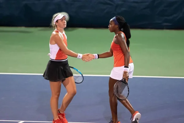 Coco Gauff Catherine Mcnally États Unis Jouent Équipe Double Tournoi — Photo