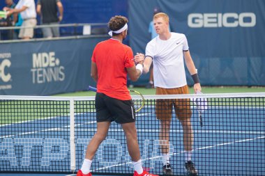 Kyle Edmund (Gbr) ve Jo-Wilfried Tsonga (Fra) 1 Ağustos 2019 tarihinde Washington Dc'de düzenlenen Citi Open tenis turnuvasında