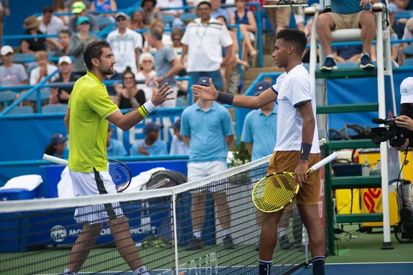 Marin Cilic Cro Und Felix Auger Aliassime Can Beim Citi — Stockfoto