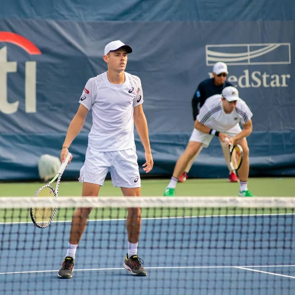 Алекс Мінур Джон Однолітками Aus Подвоюється Грати Citi Open Тенісний — стокове фото