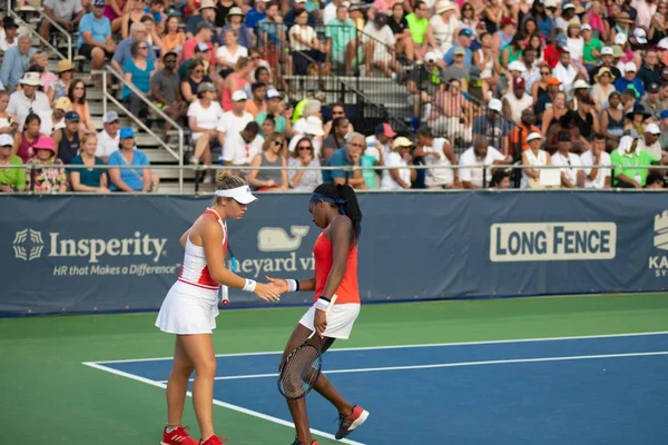 Coco Gauff Caty Mcnally Durante Victoria Por Campeonato Dobles Torneo — Foto de Stock