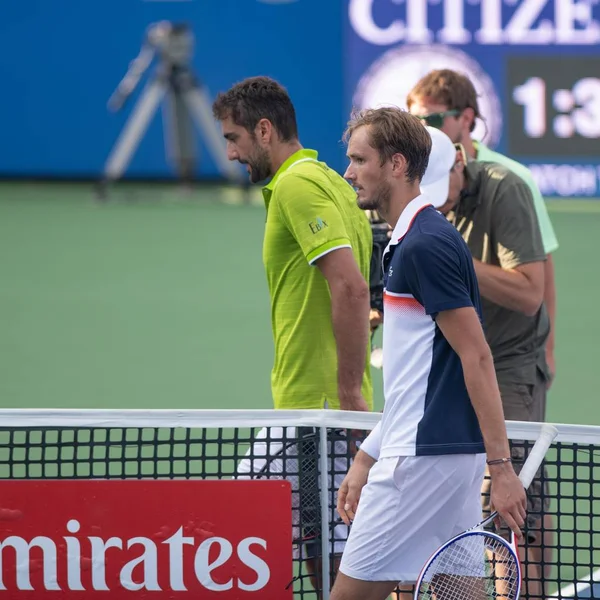 Daniil Medwedew Und Marin Cilic Cro Beim Citi Open Tennisturnier — Stockfoto
