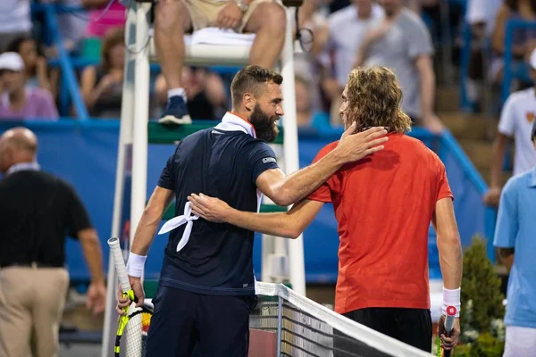 Stefanos Tsitsipas Gre Benoit Paire Fra Torneo Tennis Citi Open — Foto Stock