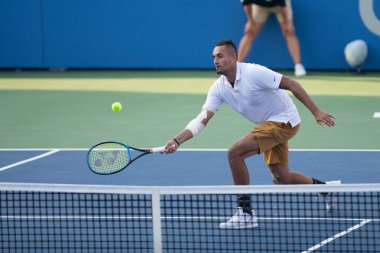 Nick Kyrgios (Aus), 4 Ağustos 2019'da Washington Dc'de düzenlenen Citi Open tenis turnuvasında daniil Medvedev'i (Rus, resimde yok) yendi.