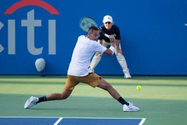 Nick Kyrgios (Aus), 4 Ağustos 2019'da Washington Dc'de düzenlenen Citi Open tenis turnuvasında daniil Medvedev'i (Rus, resimde yok) yendi.