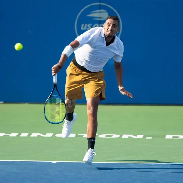 Nick Kyrgios (Aus), 4 Ağustos 2019'da Washington Dc'de düzenlenen Citi Open tenis turnuvasında daniil Medvedev'i (Rus, resimde yok) yendi.