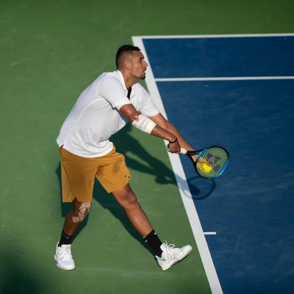 Nick Kyrgios Aus Besegrar Daniil Medvedev Rus Inte Bilden För — Stockfoto