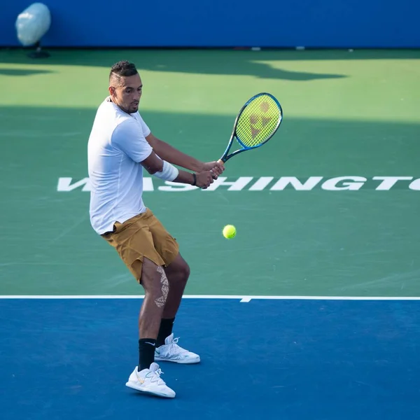 Nick Kyrgios Aus Besegrar Daniil Medvedev Rus Inte Bilden För — Stockfoto