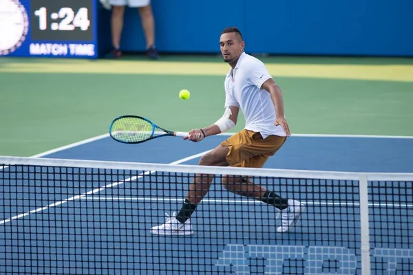 Nick Kyrgios (Aus), 4 Ağustos 2019'da Washington Dc'de düzenlenen Citi Open tenis turnuvasında daniil Medvedev'i (Rus, resimde yok) yendi.