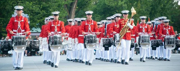 Desfile Del Atardecer Del Cuerpo Marines Con Propio Comandante — Foto de Stock