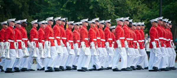 Het Marine Corps Sunset Parade Met Eigen Commandant — Stockfoto
