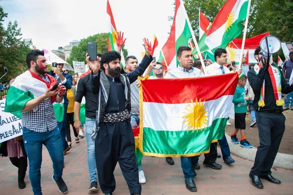 Protestatarii Adună Pentru Apăra Kurzii Opun Invaziei Curcanilor Rojava Casa — Fotografie, imagine de stoc