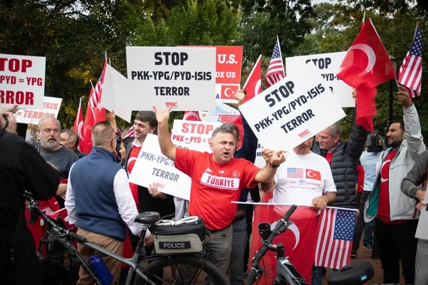 Turkish Nationals Rally Front White House Denounce Pkk Terror Group — Stock Photo, Image