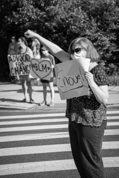 Des Manifestants Protestent Contre Meurtre George Floyd Manifestent Leur Soutien — Photo