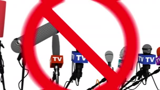 Micrófonos en señal de prohibición — Vídeo de stock