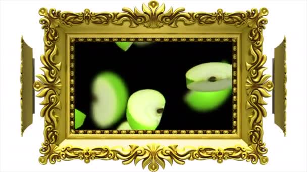 Frutas em molduras douradas — Vídeo de Stock