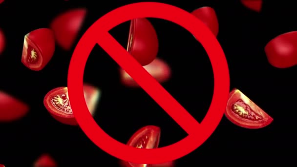 Signo de prohibición de tomates — Vídeos de Stock