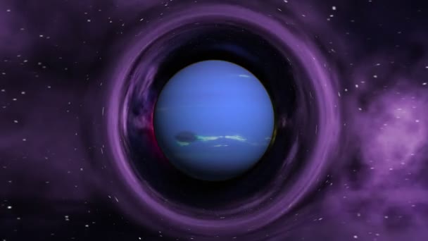 Neptune in gekromde ruimte — Stockvideo