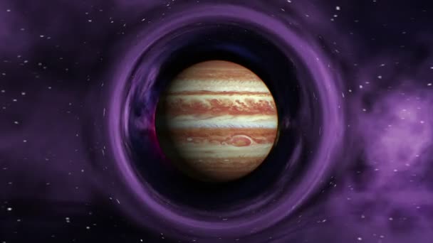 Jupiter im gebogenen Raum — Stockvideo