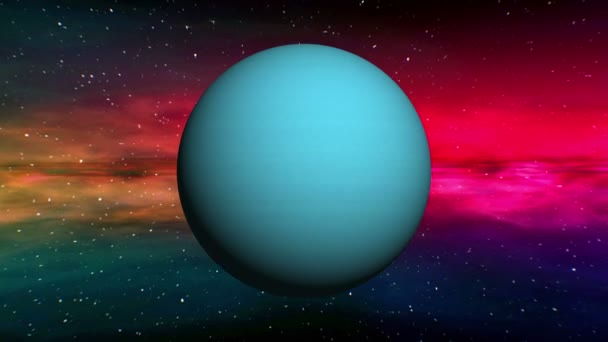 Uranus op ruimte nevel achtergrond — Stockvideo