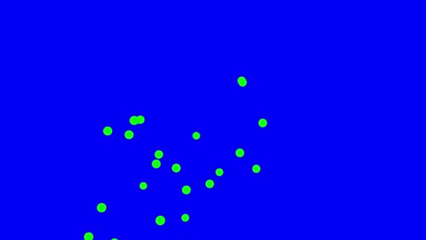 Grüne Teilchen füllen den blauen Bildschirm — Stockvideo