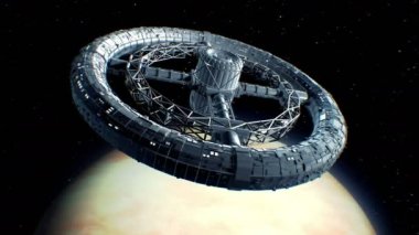 Venüs arka plan üzerinde dev bilim-kurgu torus