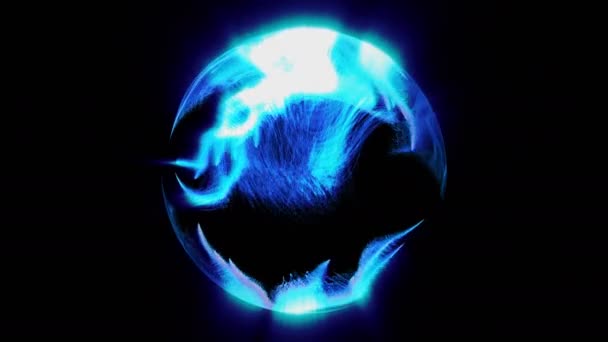 Синяя абстрактная сфера на черном — стоковое видео