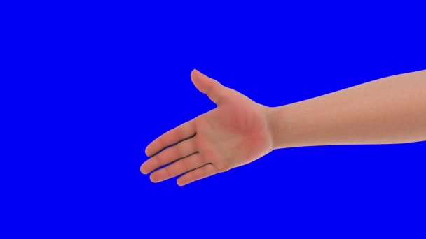 Handshake with robot on blue — Stock Video