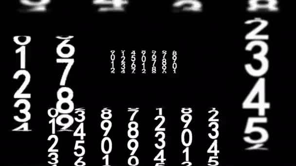 Bílé číslice na černém pozadí — Stock video