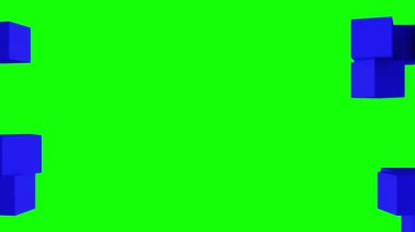 Mavi küpler yeşil arka planda toplanır