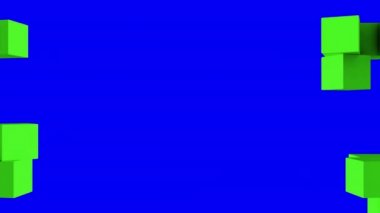 Yeşil küpler mavi arka planda toplanır