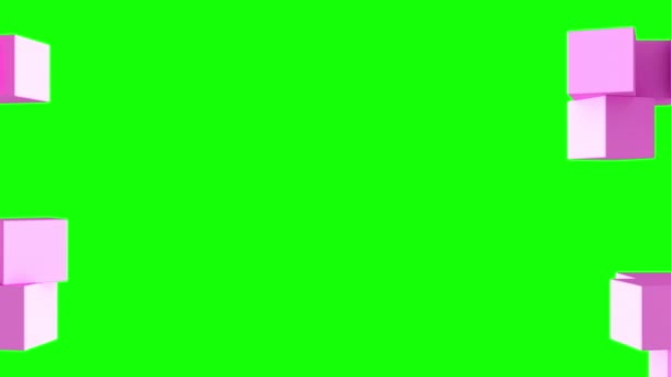 Pinkfarbene Würfel auf grünem Hintergrund — Stockvideo