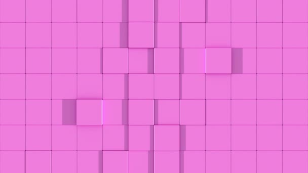 Parede cor de rosa de cubos dividir — Vídeo de Stock