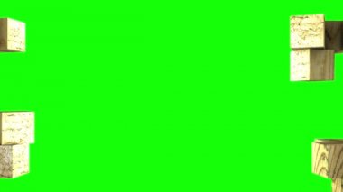 Ahşap küpler yeşil arka plan üzerinde monte